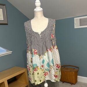 Johnny Was Multicolor Patchwork Sleeveless Blouse